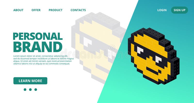 Websjabloon met een coole smiley. vector stock illustratie