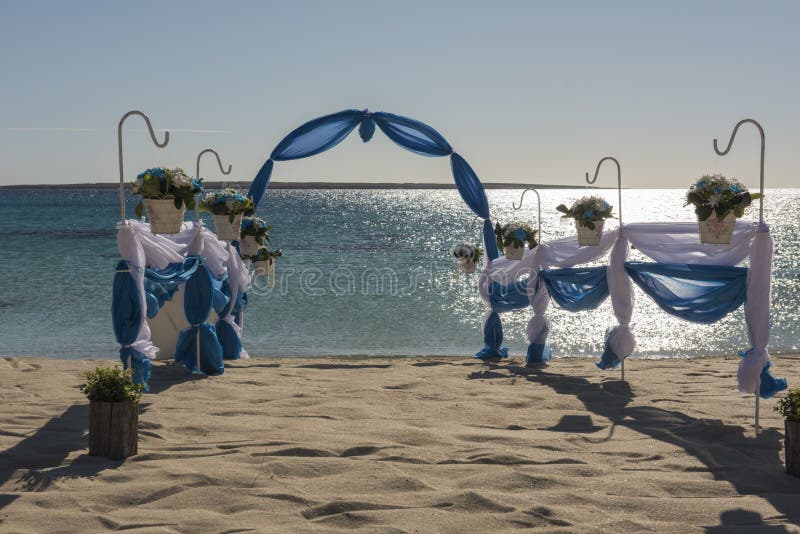 Wedding aisle setup on tropical beach royalty free stock photography Wedding aisle setup on tropical beach royalty free stock photography