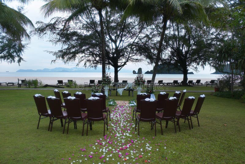 A wedding altar set up for preparation of wedding ceremony