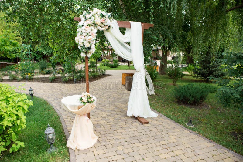 Wedding Arch Decorated with Fresh Flowers Stock Image Image of