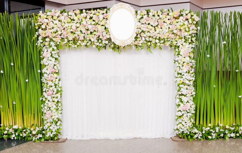 Wedding Backdrop with Flower and Wedding Decoration. Stock Image - Image of  color, flora: 156784137