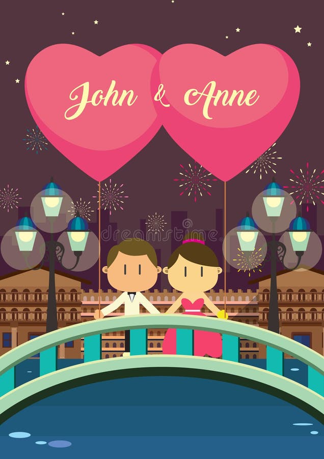 Wedding Background Design. the Couple on the Bridge Stock Vector -  Illustration of happy, valentine: 108050150
