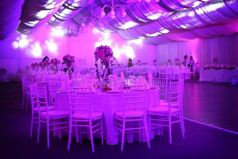 Wedding Ballroom, Blue Color Stock Image Image of indoors, chairs