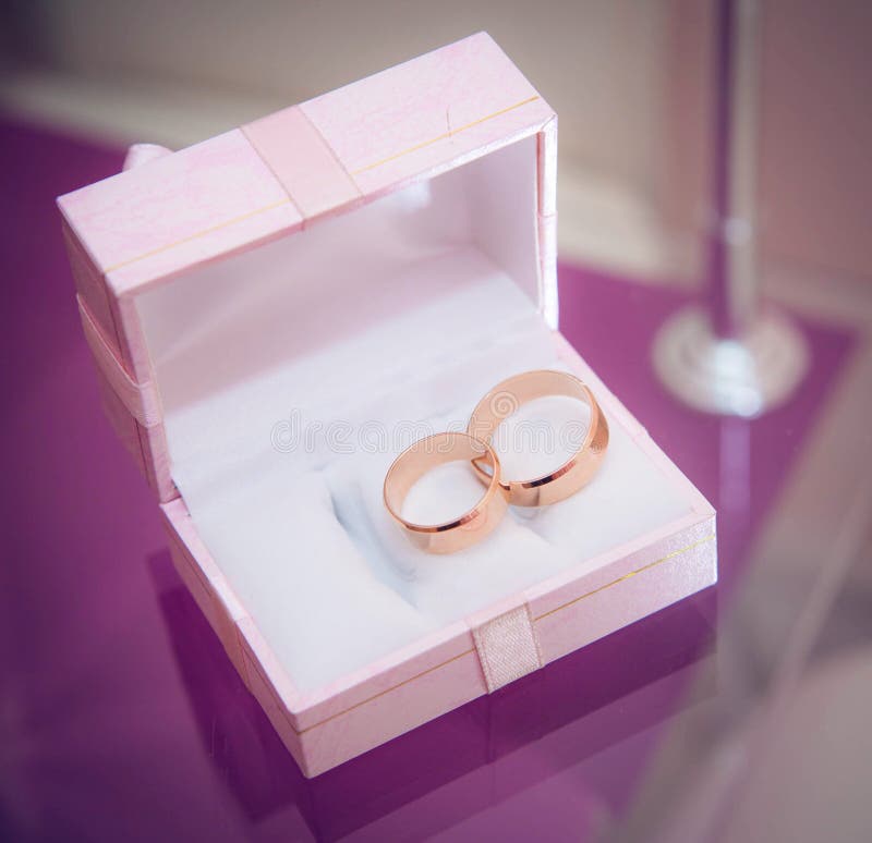 Wedding bands in the box stock photo. Image of white 27138416