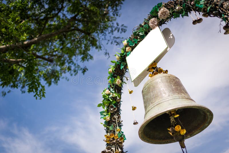 Wedding bell and decorative flowers