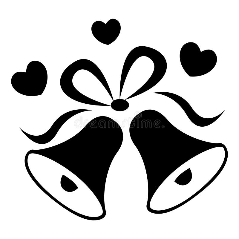 wedding bells illustration elegant black color hearts isolated n white background 85736165