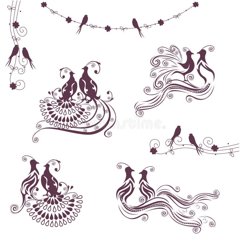 Wedding birds set vector illustration Wedding birds set vector illustration