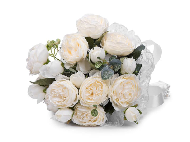 Bouquet of Artificial Raspberry White Flowers on a Table in the Hall