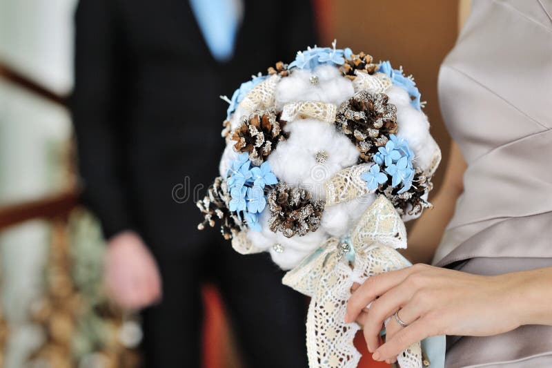 Wedding bouquet in bride's hands. Wedding cone stock images, royalty-free photos and pictures