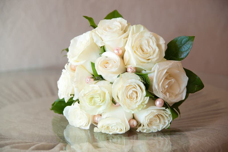 Wedding Bouquet with Fresh White Roses. Stock Image Image of elegance