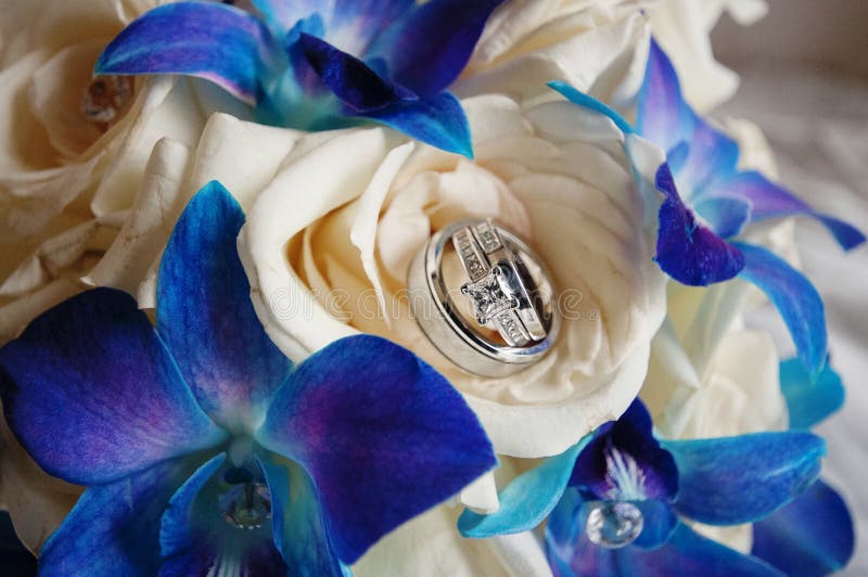 Wedding Bouquet with rings stock photo. Image of wedding 53666318
