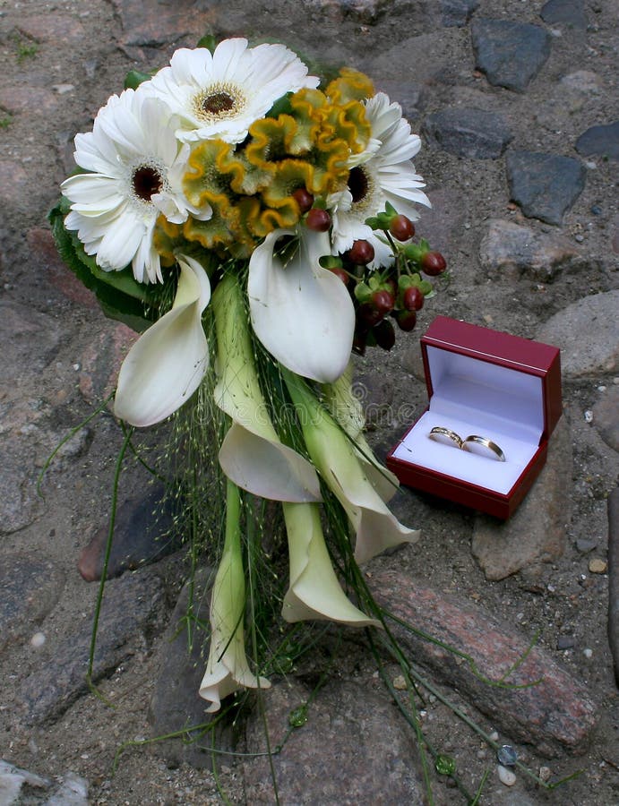 Wedding Bouquet and Wedding Rings Stock Photo Image of rings, sweet
