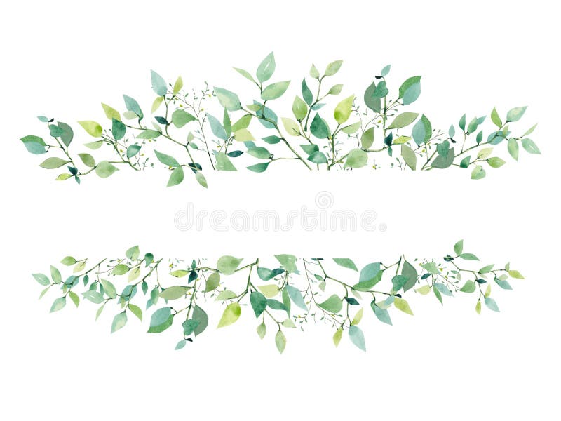 Wedding branches and leaves horizontal design banner. Rustic greenery. Mint, blue tones. vector illustration Wedding branches and leaves horizontal design banner. Rustic greenery. Mint, blue tones. vector illustration