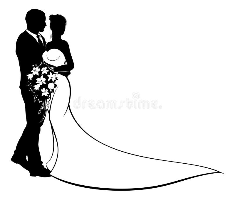 african american bride and groom clipart stick