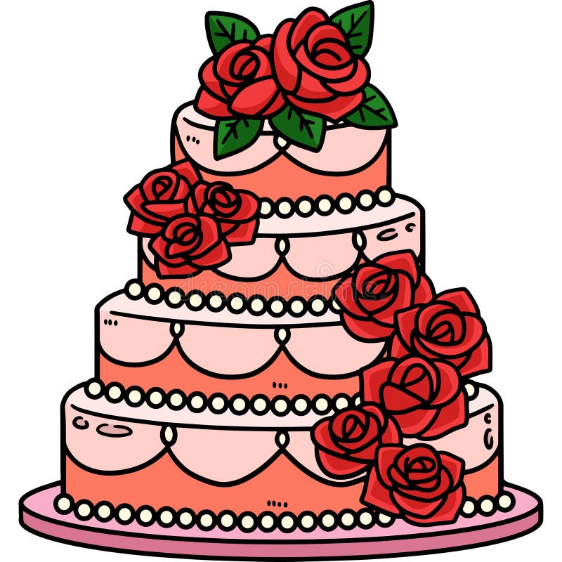Wedding Cake Cartoon Colored Clipart Illustration Stock Vector