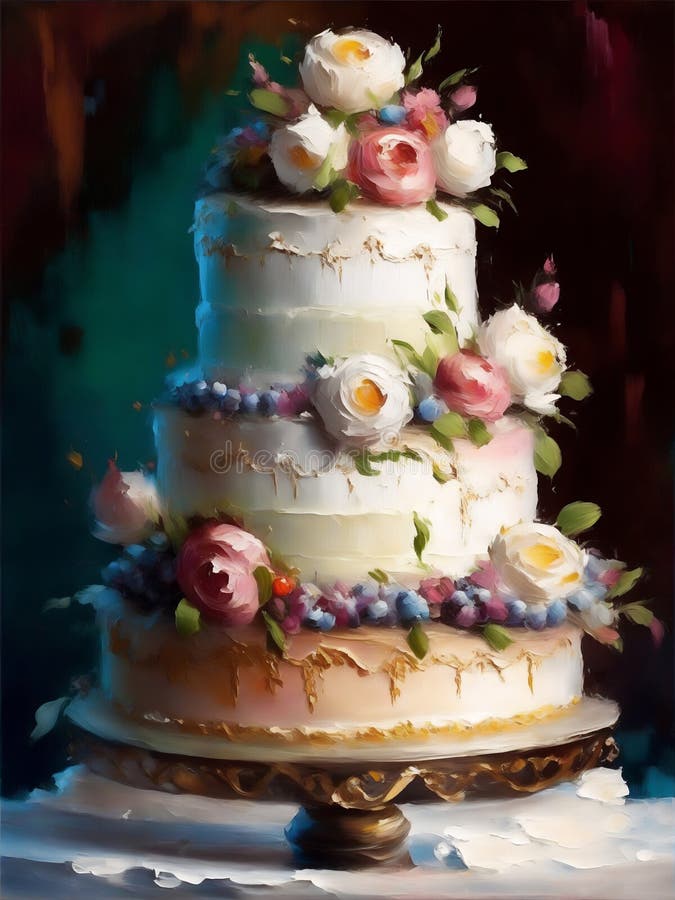 Artwork. Wedding cake decorated with fondant and isomalt Stock Photo by  ©artoleshko 145727067