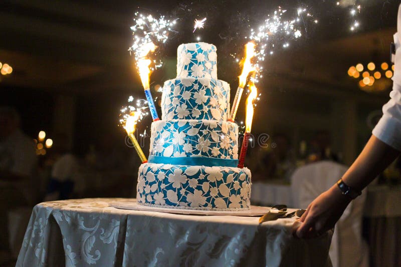 Wedding cake with fireworks