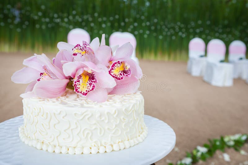 Wedding Cake with Flowers on Top Stock Photo Image of cake, romance