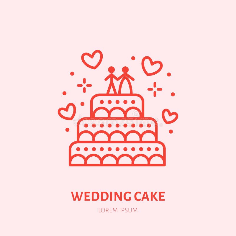 Wedding cake illustration. Sweets flat line icon, candy shop logo royalty free illustration Wedding cake illustration. Sweets flat line icon, candy shop logo royalty free illustration