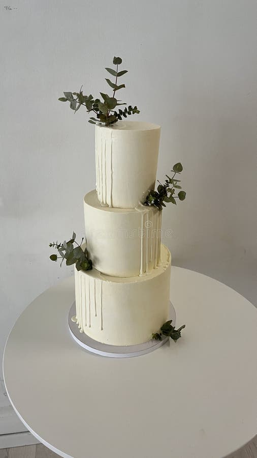 Wedding Cake White Eucalyptus Stock Image Image of wedding
