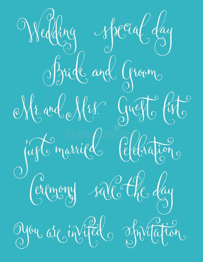 Wedding calligraphy set stock vector. Illustration of flourish 72216259