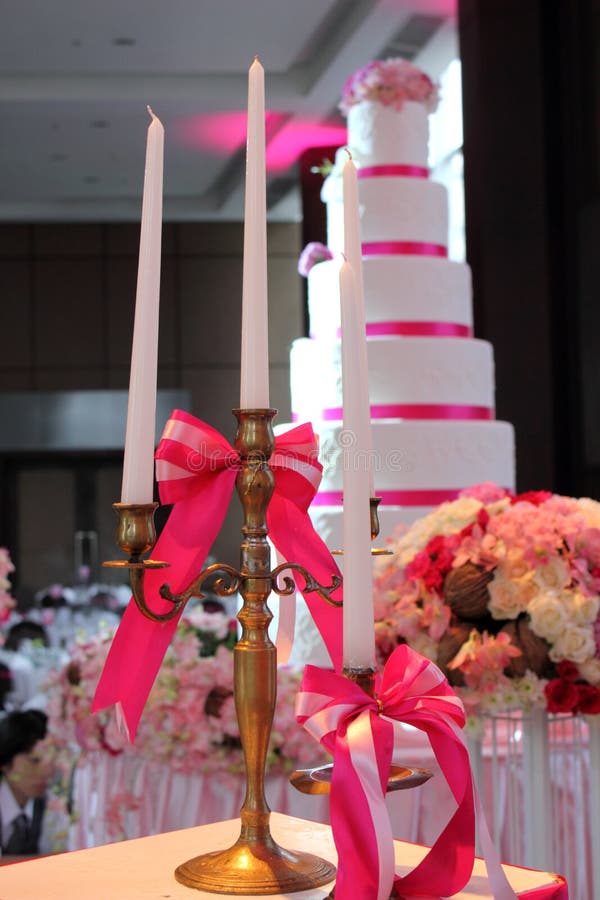 Wedding candle decorated with Ribbon
