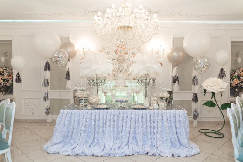 Wedding candy bar table. Cakes and other sweets stock images