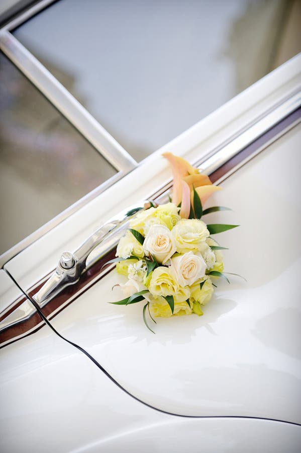 Wedding car decoration stock photo. Image of blue, close 6322218
