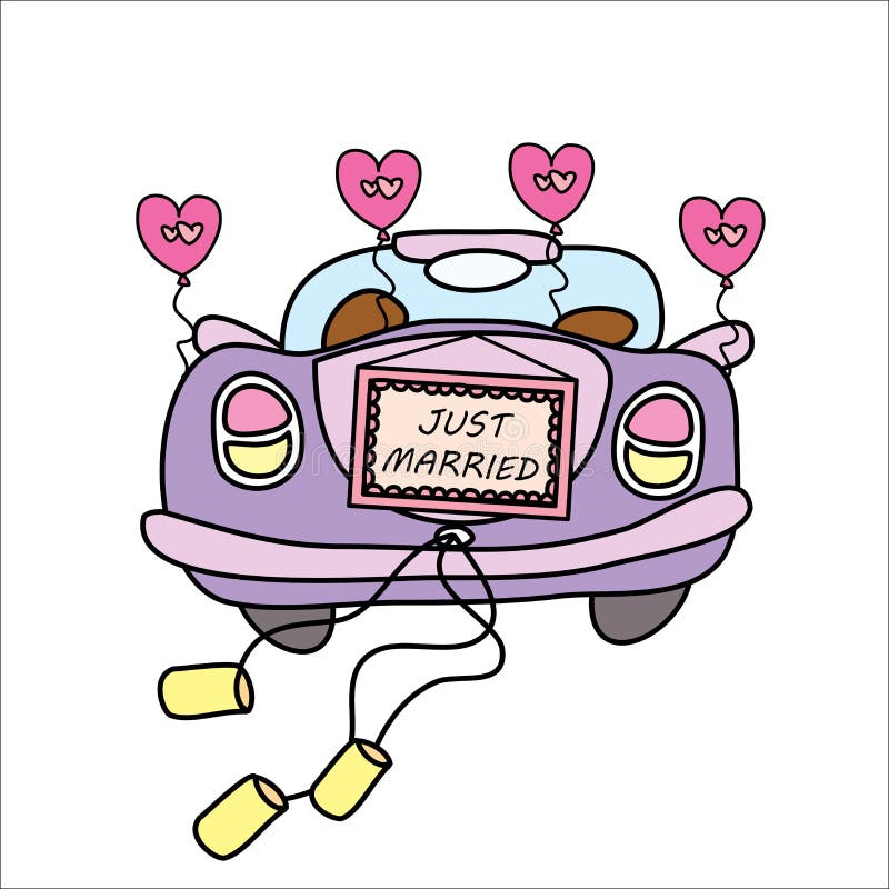 Just Married Car, Black And White Royalty Free SVG, Cliparts, Vectors, and  Stock Illustration. Image 14214904.