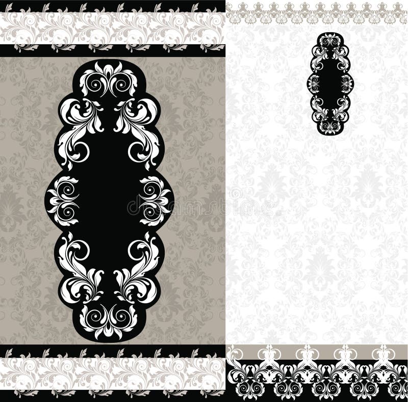Wedding Card (black and White) Stock Vector - Illustration of