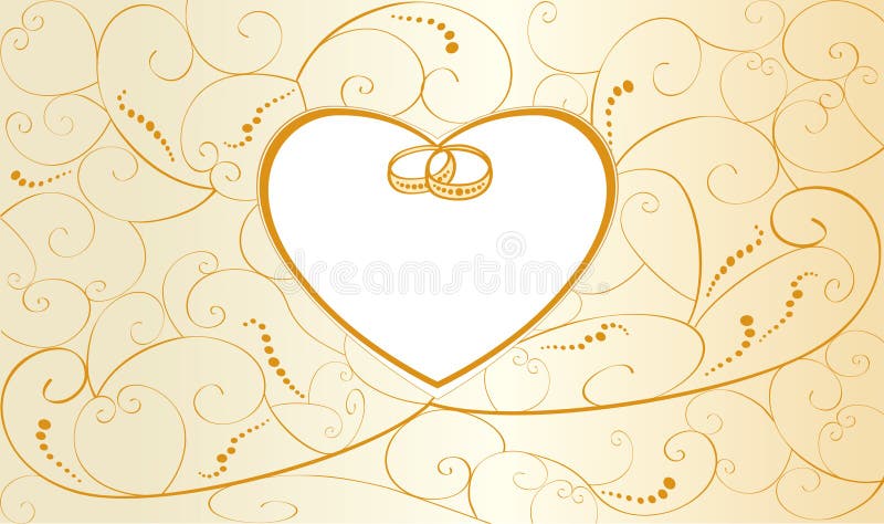 Wedding card with rings and heart