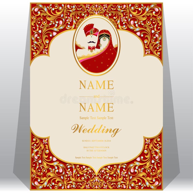 Indian Wedding Invitation Card Templates . Stock Vector - Illustration of  decorative, india: 154105650