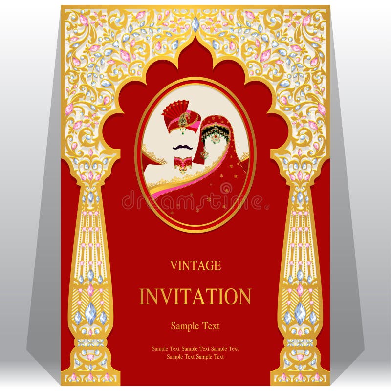 Indian Wedding Invitation Card Templates . Stock Vector - Illustration of  beauty, greeting: 154105679