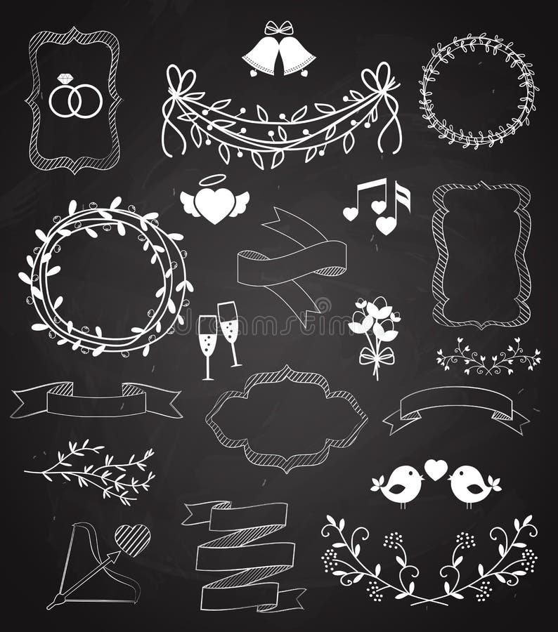 Wedding chalkboard Banners and Ribbons set stock illustration Wedding chalkboard Banners and Ribbons set stock illustration