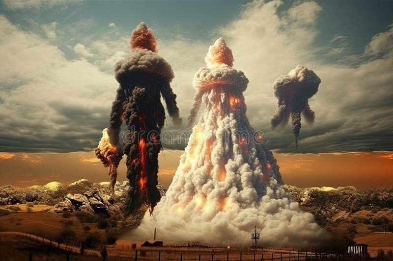 Wedding couple bride and husband like a nuclear explosion in a field illustration royalty free illustration.