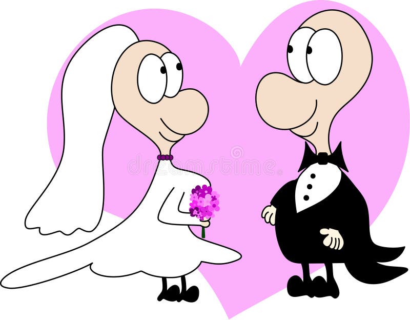 funny cartoon bride and groom