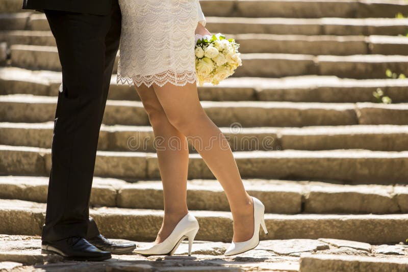 Wedding Shoes Details of a Couple Stock Image Image of footwear
