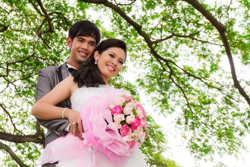 Wedding couple with flower