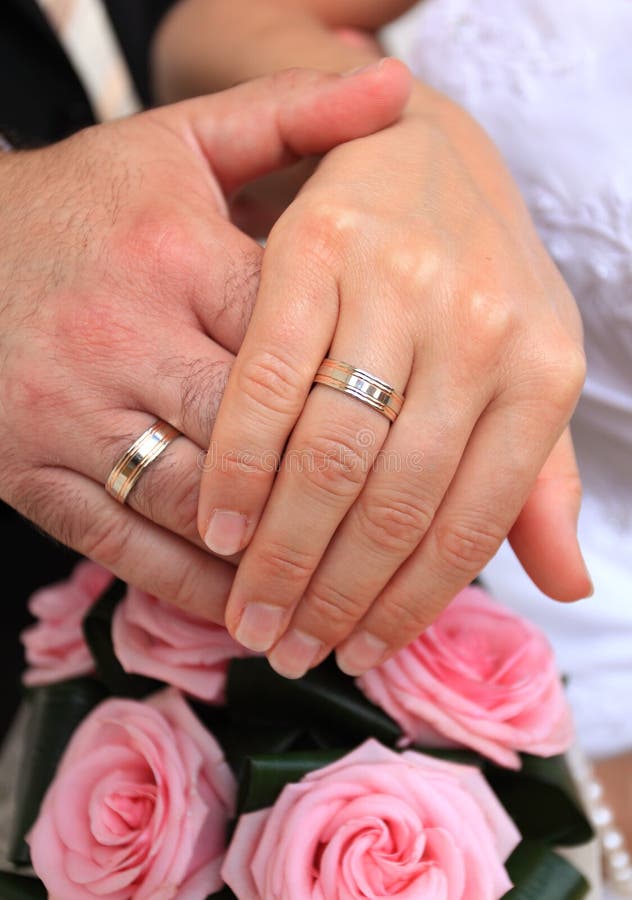 Wedding couple with gold ring
