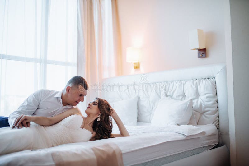 Wedding Couple In Hotel Room Stock Photo Image Of Relationships