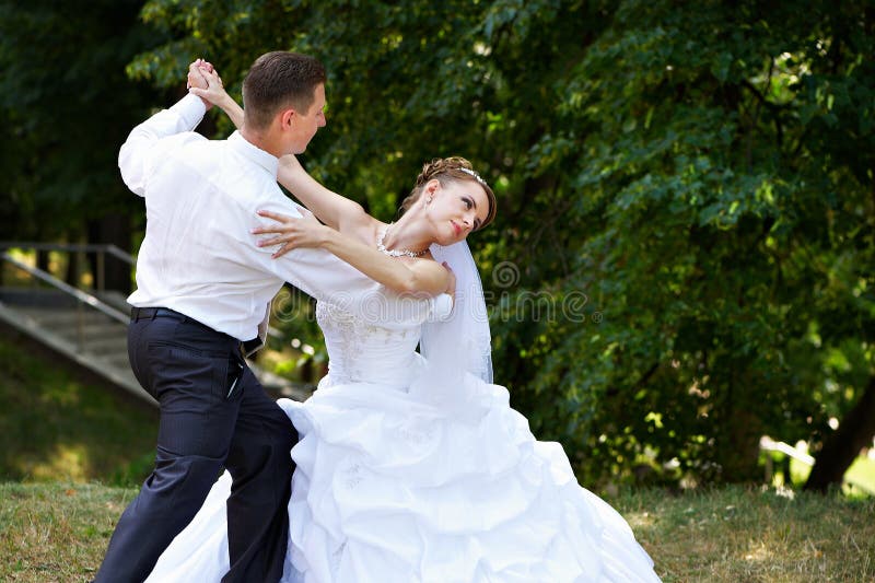 Wedding dance in park