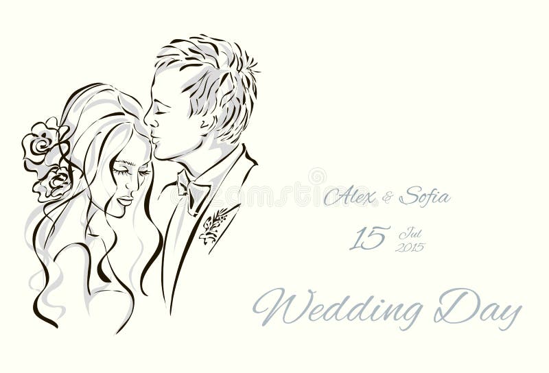 Wedding romantic couple sketches Royalty Free Vector Image