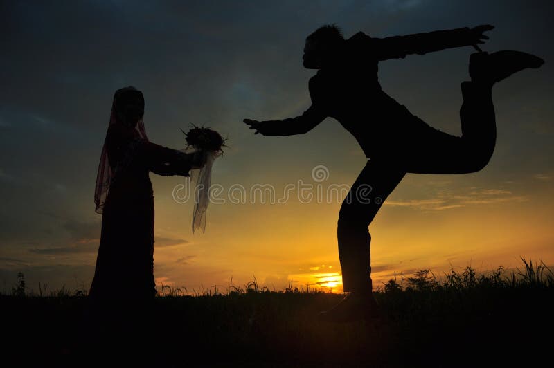 Wedding day silhoutted. stock images