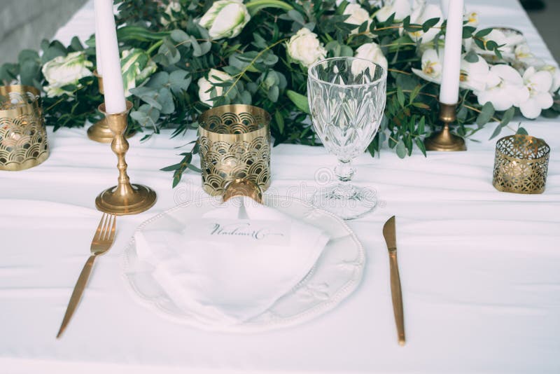 Wedding Decor, Flowers, Black and Gold Decor, Candles. Stock Photo Image of christmas