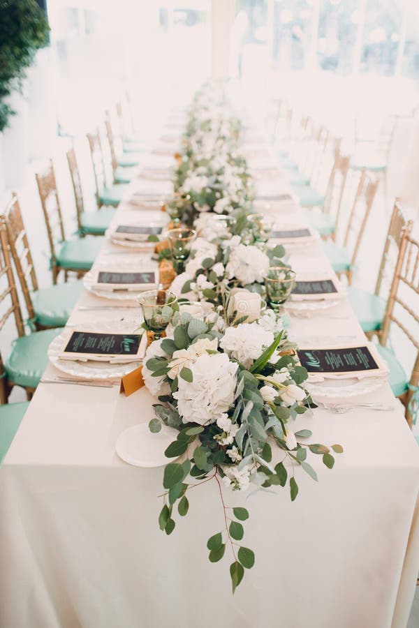 Wedding Decor In White Green Tones Stock Photo Image of