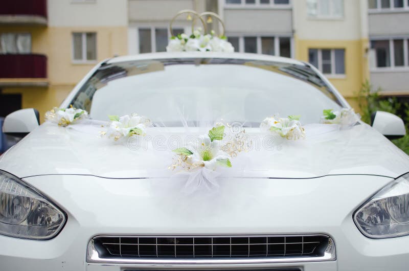 XL Car Deco Car Decoration Bride and Groom Wedding Bridal Car Cream White Bouquet Bride 
