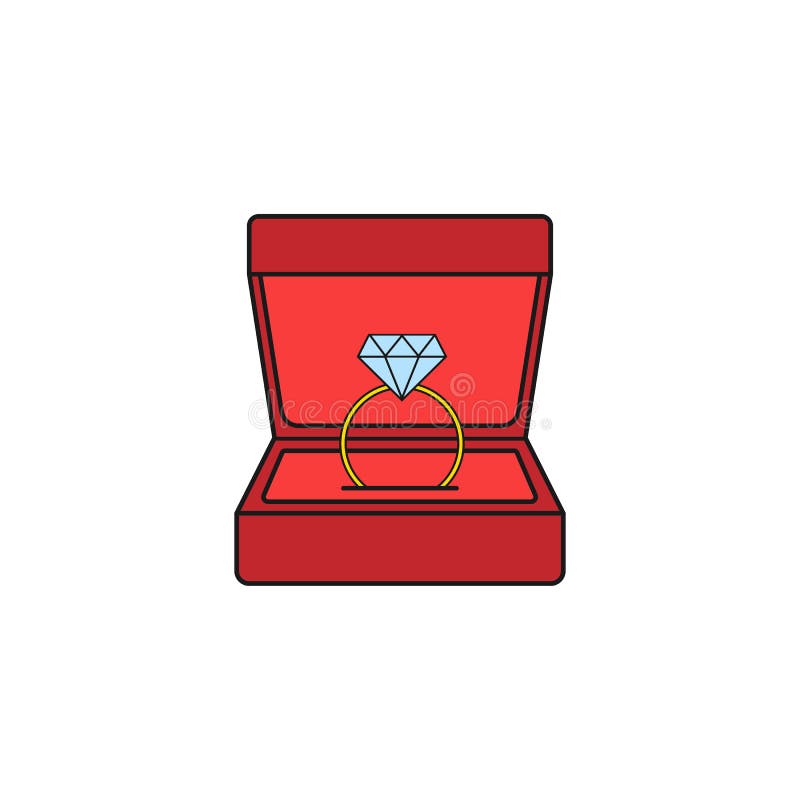 Wedding Diamond Ring in Gift Box Solid Icon Stock Vector - Illustration ...
