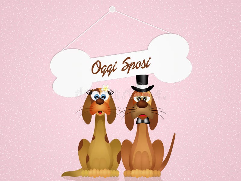 Wedding of dogs stock illustration. Illustration of engagement - 54084818