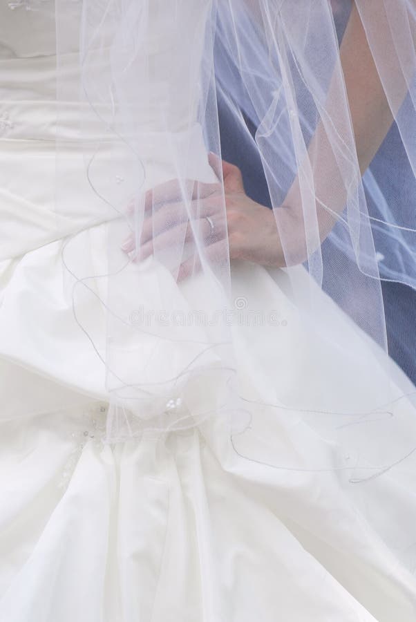 Bride wearing a white wedding dress and a veil