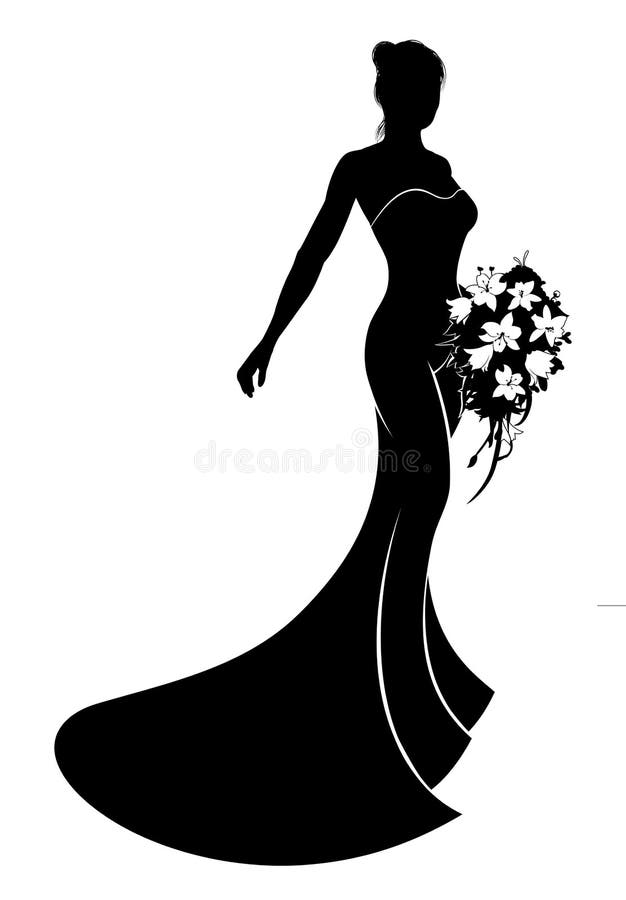  Wedding  Dress  Bride Silhouette  Stock Vector Illustration 